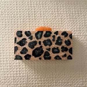 Tuckernuck Pink and Gray Leopard Acrylic / Lucite Clutch